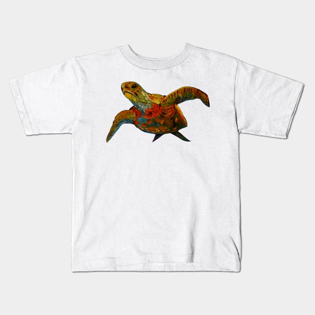 Colorful Turtle Kids T-Shirt by PaintingsbyArlette